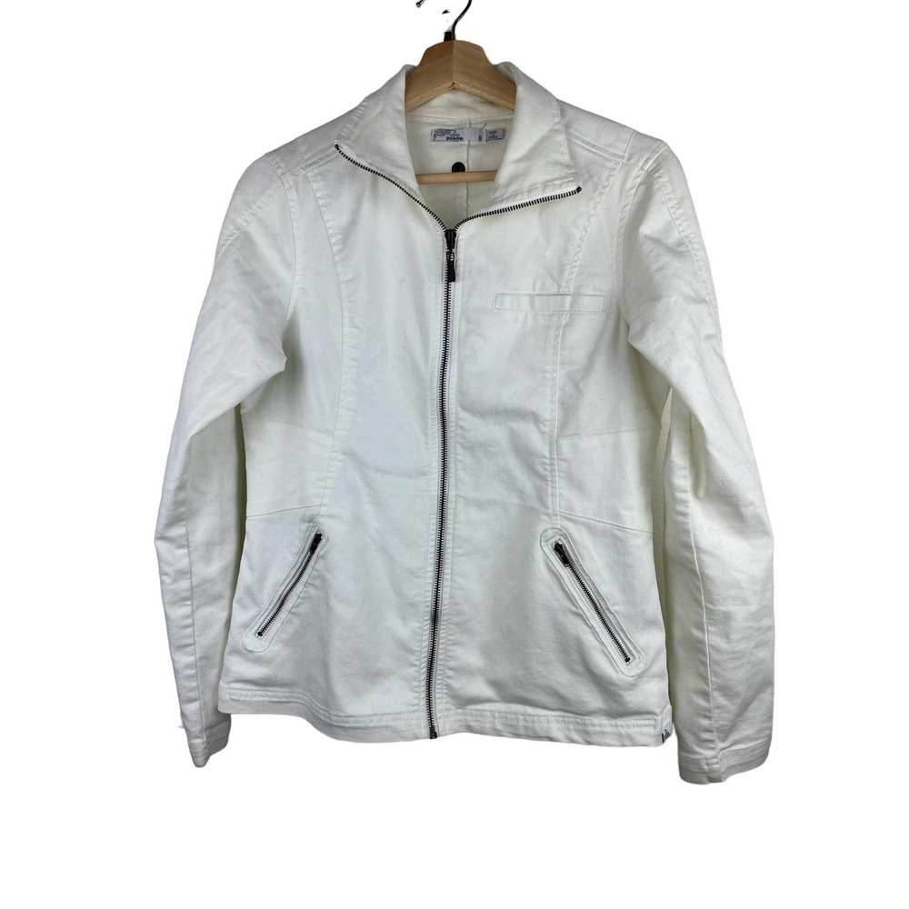prAna S White Organic Cotton Blend Denim Jacket